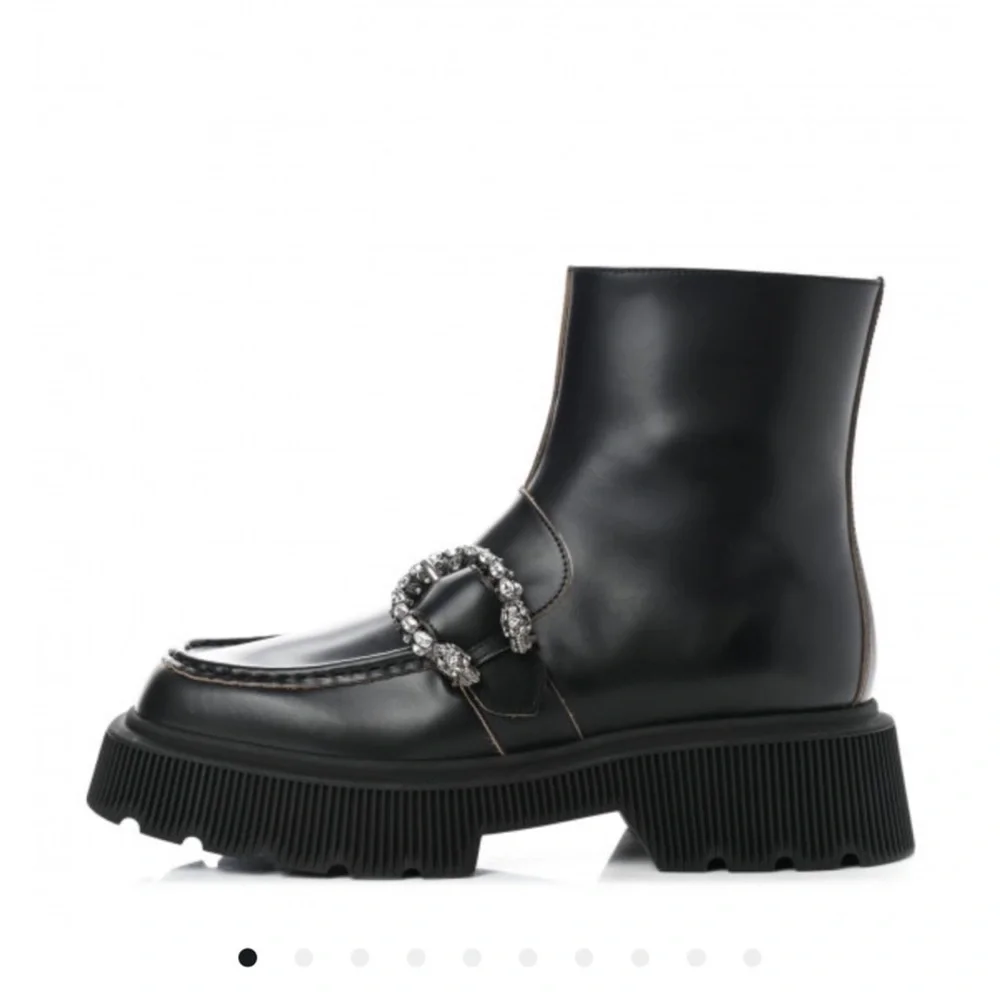 Gucci Authentic Hunder Dionysus-Buckle Leather Boots booties 37.5 - Picture 2 of 11